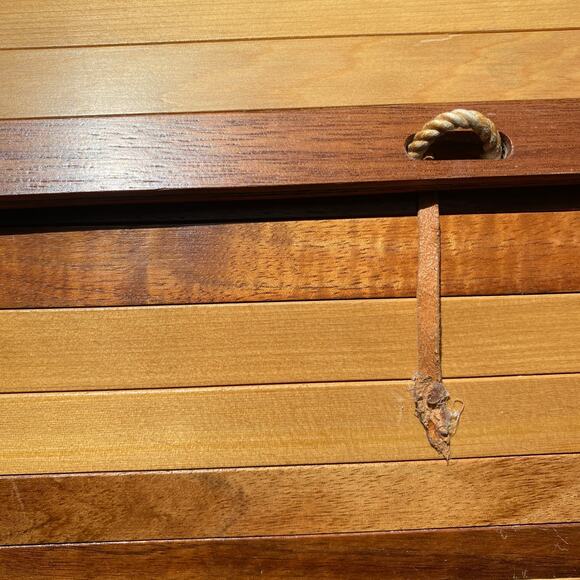 Vintage 1960's Wooden Clutch Patterned Lining - Picture 2 of 5